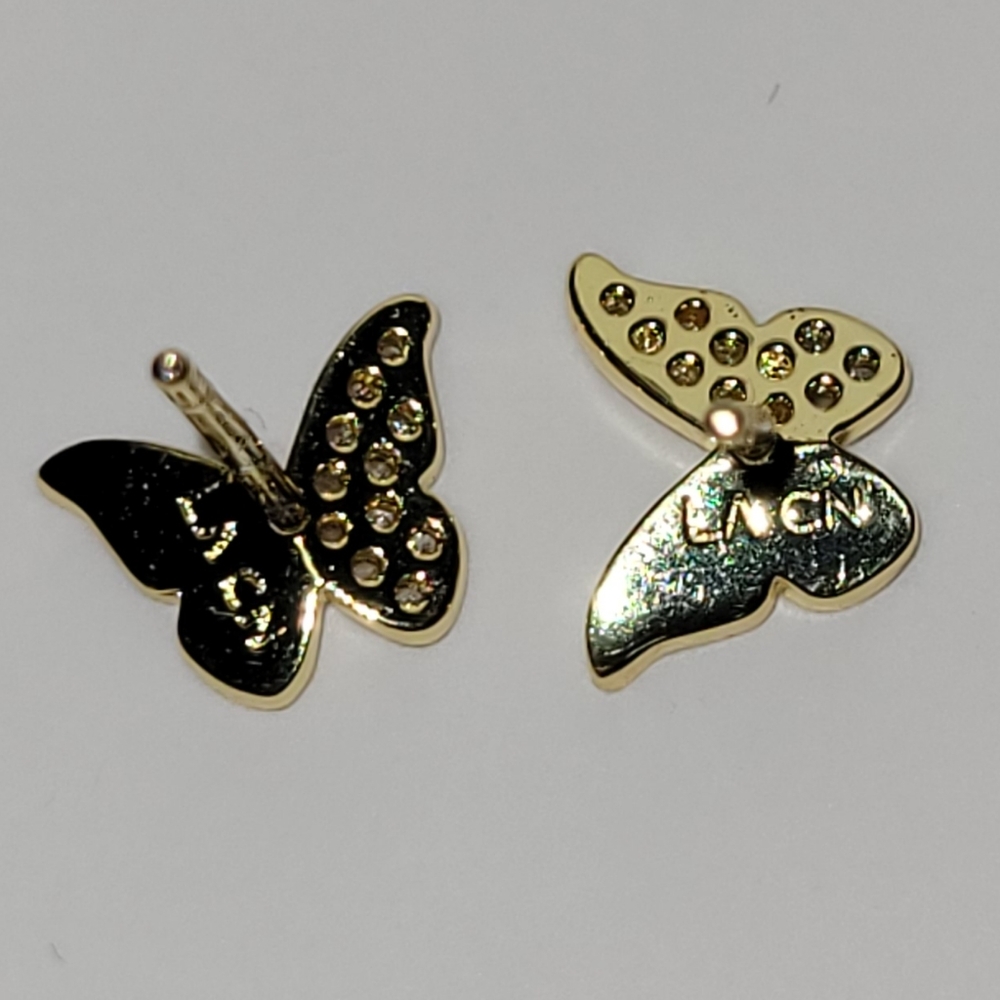 LA Rocks fine silver plated butterfly post earrings NWOT - Picture 4 of 4